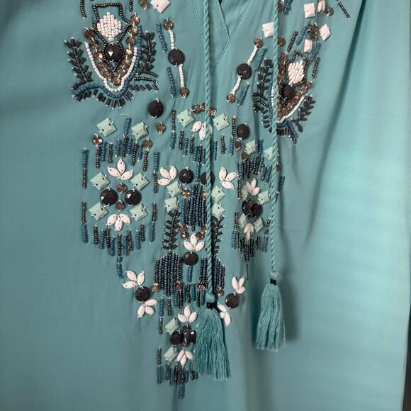 Turquoise Abercrombie and Fitch boho beaded dress in size extra small - Picture 5 of 6